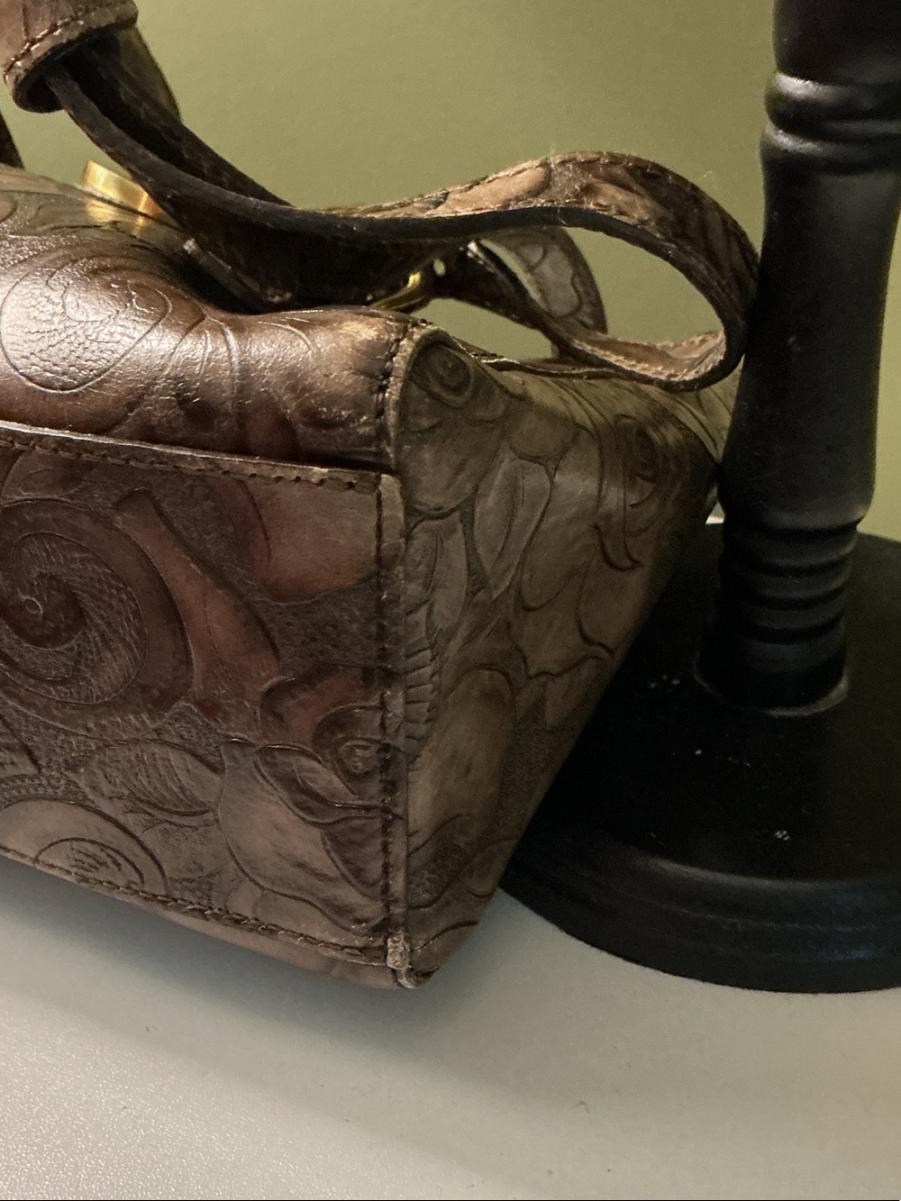 Brahmin Vintage 1990’s Elouise Rose Embossed Leather Chocolate Shoulder Bag EUC - Picture 13 of 13